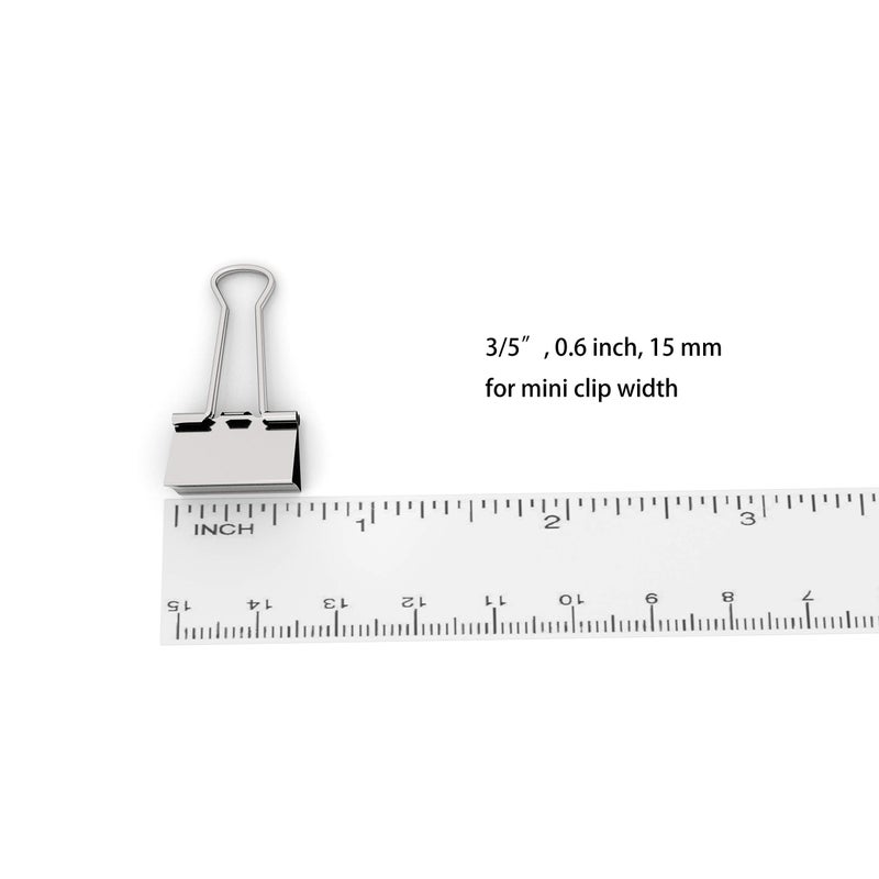 Nctinystore Silver Binder Clips Mini Metal Clamp 5/8-IN / 0.6-inch / 15-mm (Silver Mini 120-PCS) - Image 3